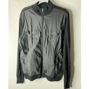 MICHAEL Michael Kors Mens Large L Wool Blend Black Lightweight Full Zip Sweater